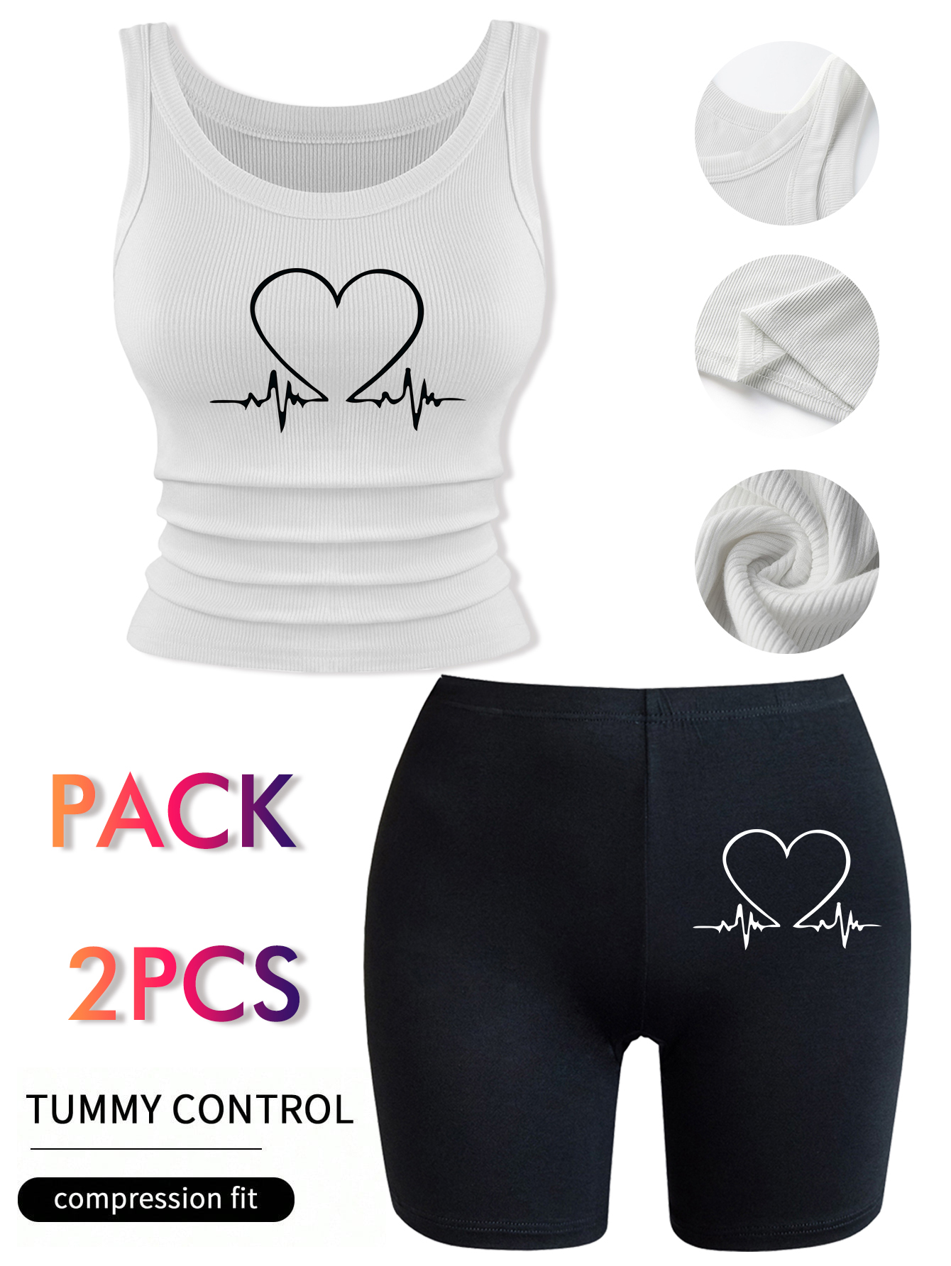 Crossfit Lifting - Simple Love Heart Electrocardiogram Print Camisole
