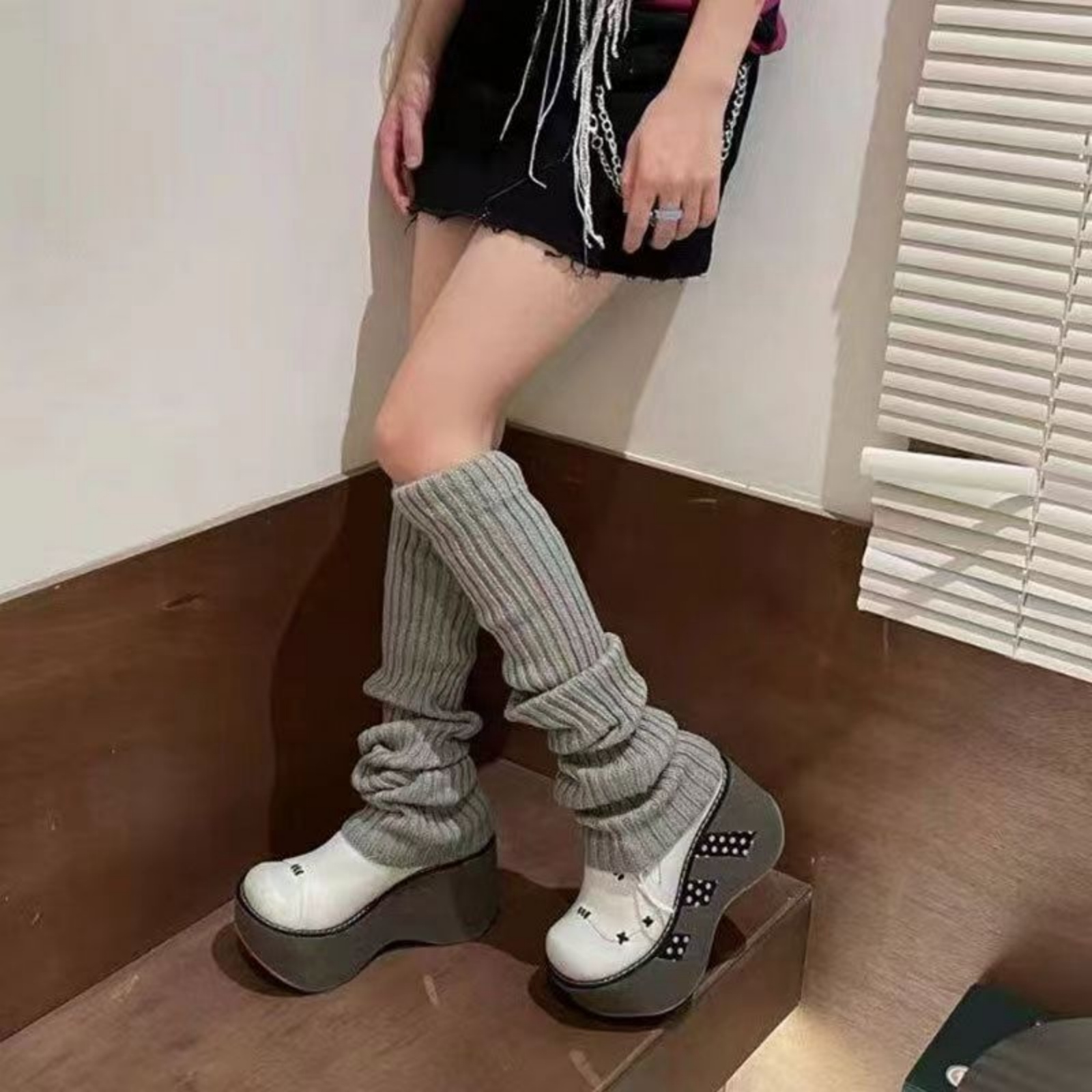 Korean Style Knitted Leg Warme - Knee Sleeve Pair avaliação e preço