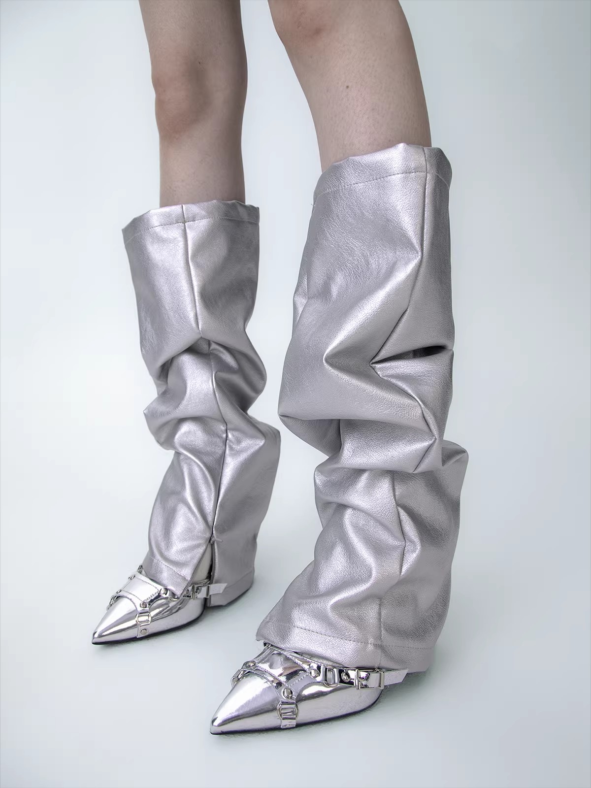 Women's PU Leather Leg Ankle K - Knee Sleeve Pair avaliação e preço