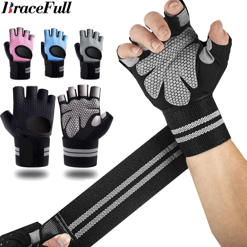 1Pair Half Finger Gym Fitness  - Wrist Wrap Support avaliação e preço