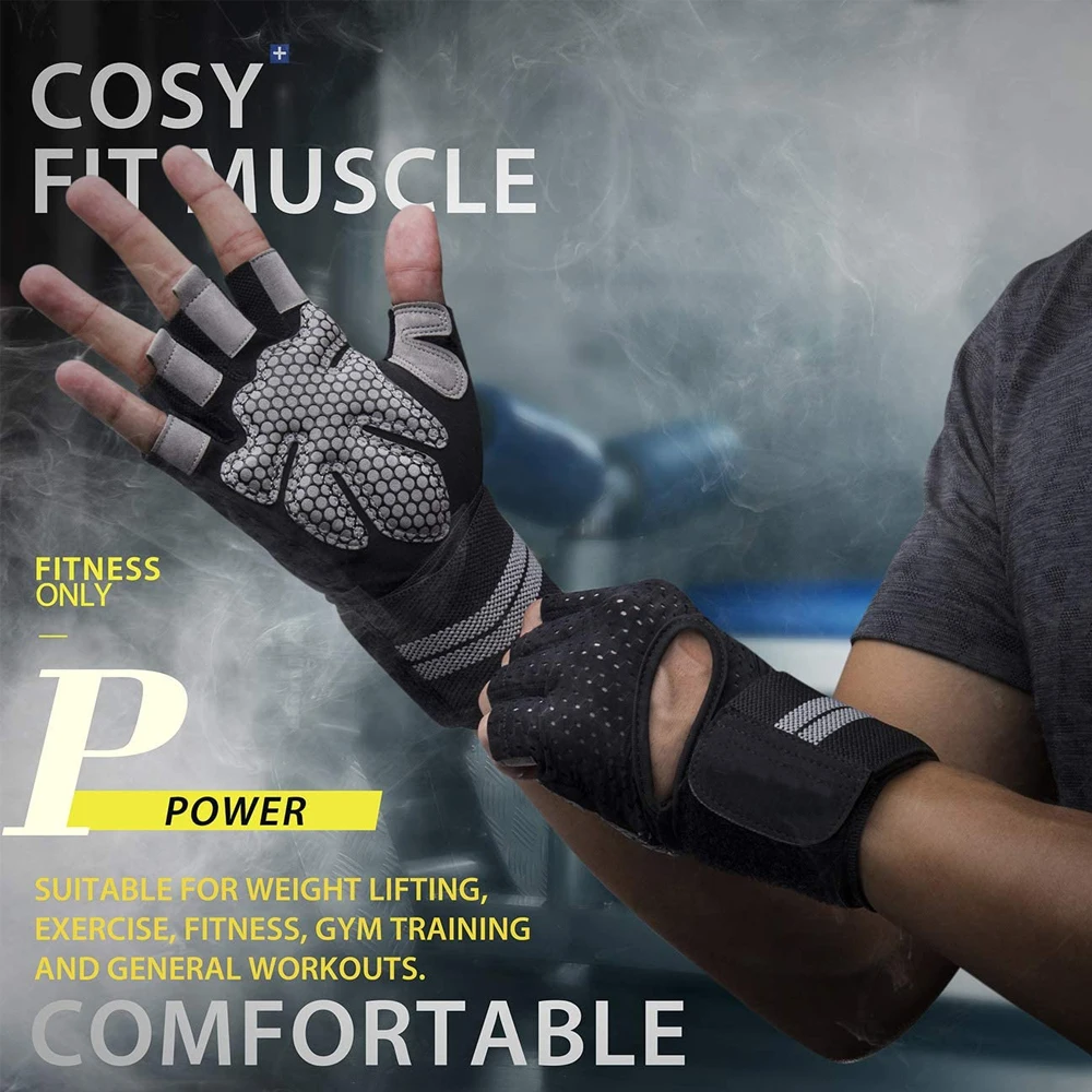 1Pair Half Finger Gym Fitness  - Wrist Wrap Support avaliação e preço